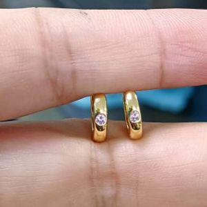 Gold Plated Mini Huggie Earrings - Dainty Hoop Earrings , Hypoallergenic