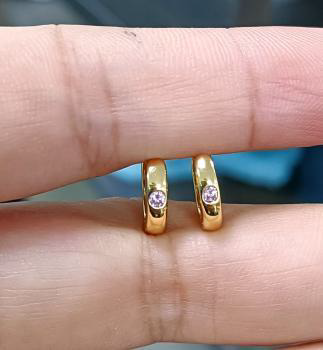 Gold Plated Mini Huggie Earrings - Dainty Hoop Earrings , Hypoallergenic