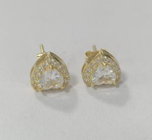 Gold Plated Halo Heart Earrings - Women's Jewelry, Dainty Gift Ideas