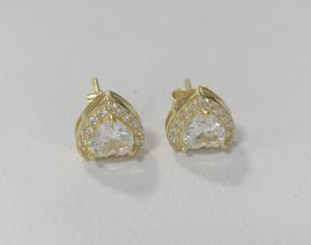Gold Plated Halo Heart Earrings - Women's Jewelry, Dainty Gift Ideas