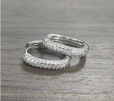 Silver Huggie Earrings - White Gold Plated Cubic Zirconia Huggies