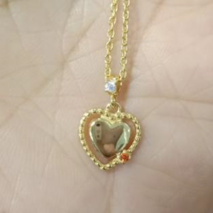 Gold Plated Silver Beaded Heart Pendant Necklace - Women's Jewelry