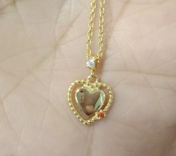 Gold Plated Silver Beaded Heart Pendant Necklace - Women's Jewelry