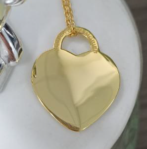 Gold Plated Silver Heart Necklace - Minimalist Smooth Heart Pendant, Polished