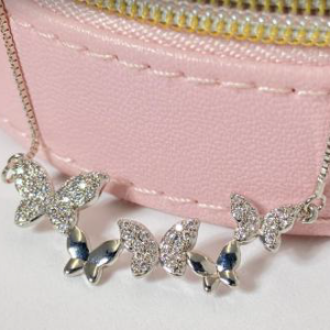 Butterfly Silver Necklace - White Gold Plated, Sterling Silver Butterfly Pendant