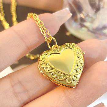 Gold Plated Silver Heart Locket Necklace - Vintage Heart Pendant Jewelry