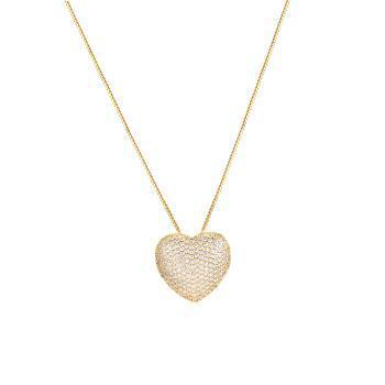 Gold Heart Necklace - Textured Gold Plated Silver Heart Pendant, Minimalist