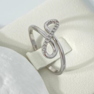 Silver Infinity Ring with Pave CZ - , Symbolic, Timeless Jewelry Gift - Size 6-7-8