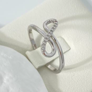 Silver Infinity Ring with Pave CZ - , Symbolic, Timeless Jewelry Gift - Size 6-7-8