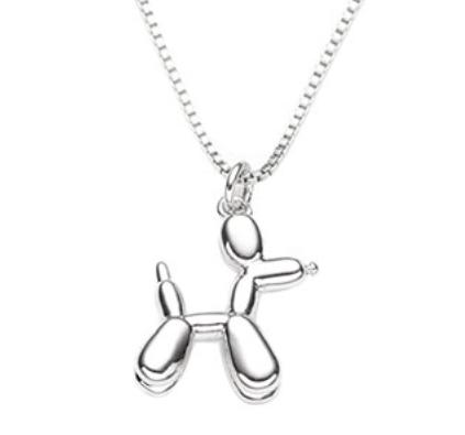 Balloon Dog Silver Pendant - Playful Modern Jewelry, Unique Gift
