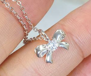Silver Bow Necklace - Elegant Sterling Silver Bow Pendant Jewelry