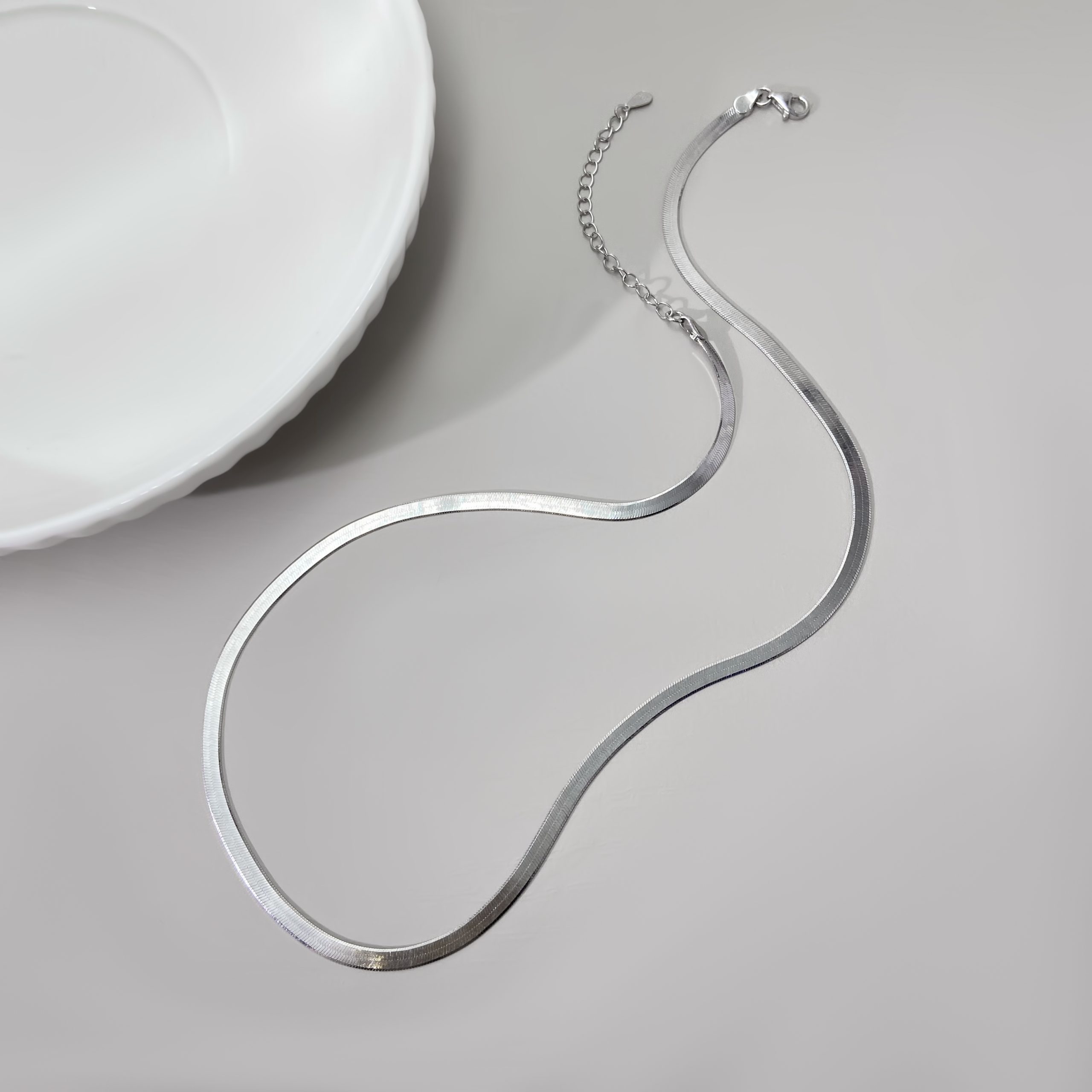 Silver Herringbone Chain - Elegant Sterling Silver Necklace & Men - Image 3