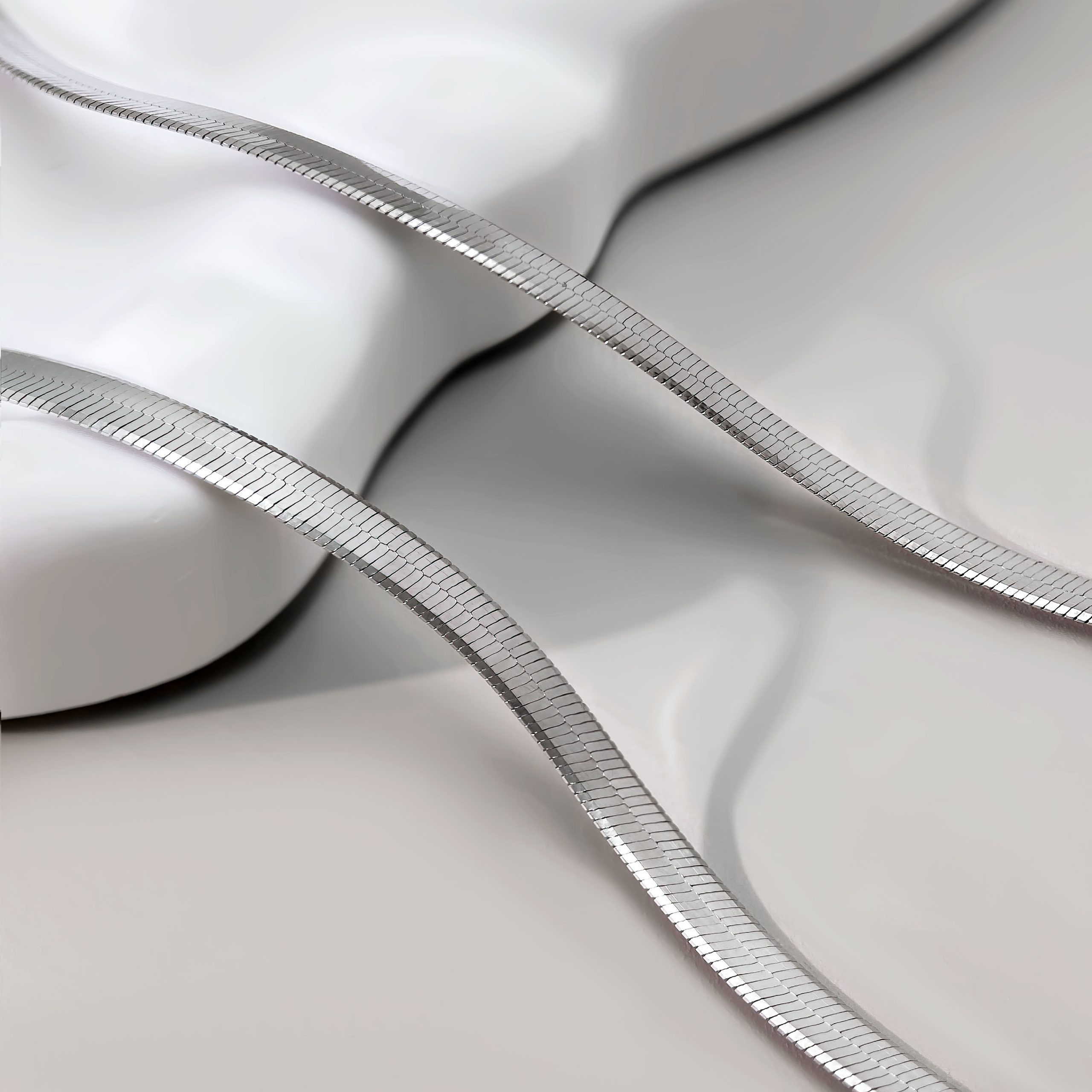 Silver Herringbone Chain - Elegant Sterling Silver Necklace & Men