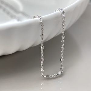 Faceted Bead-Like Silver Chain - Sterling Silver Necklace Jewelry