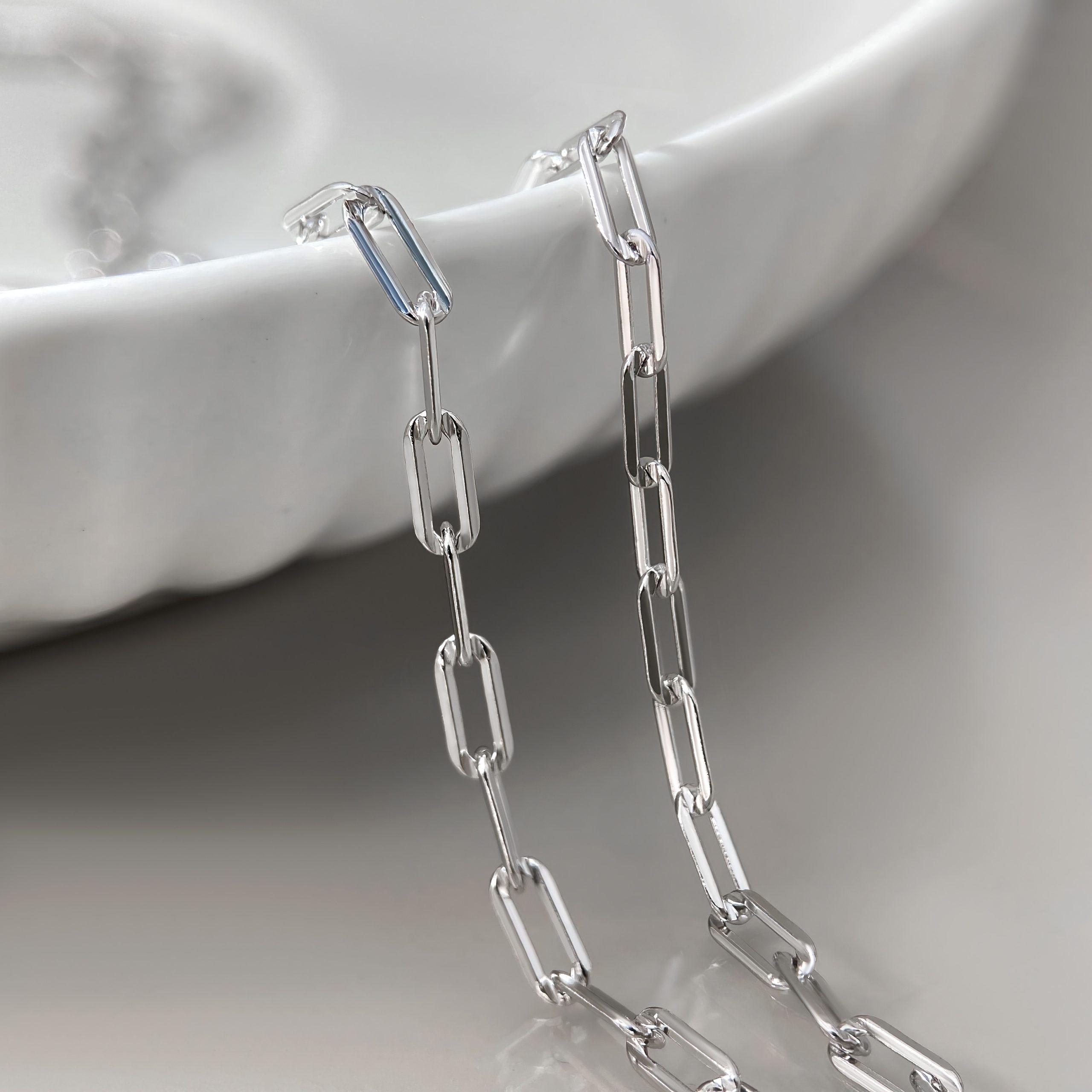 White Gold Plated Silver Chain - Necklace for Men & Women