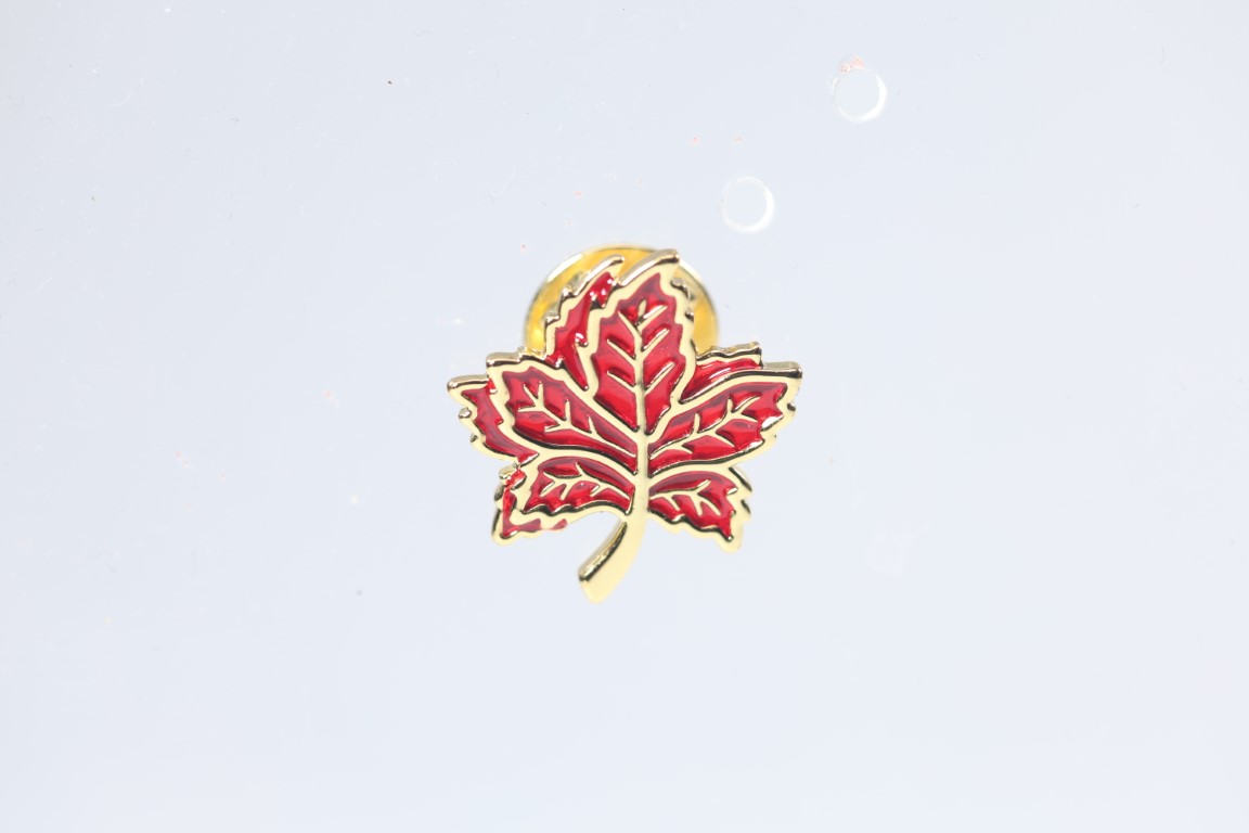Red Brass Canadian Maple Leaf Pin for Proud Women & Men