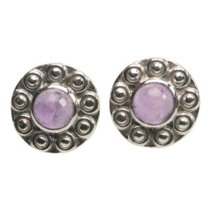Handmade Sunflower Amethyst Stud Earrings in 925 Sterling Silver | Artisan