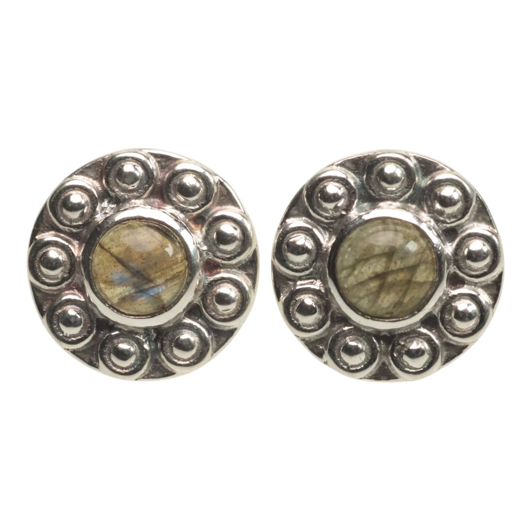 Sunflower Labradorite 925 Sterling Silver Stud Earrings