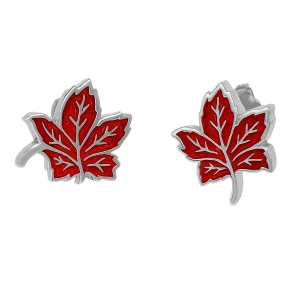 White Gold Plated Red Maple Leaf Earrings – Sterling Silver Enamel - Option 1