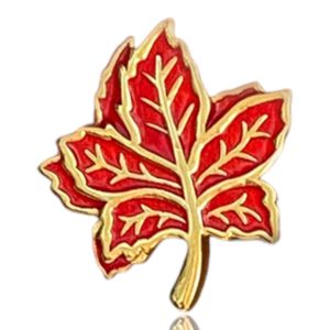 18K Gold Plated Red Maple Leaf Stud Earrings – Sterling Silver