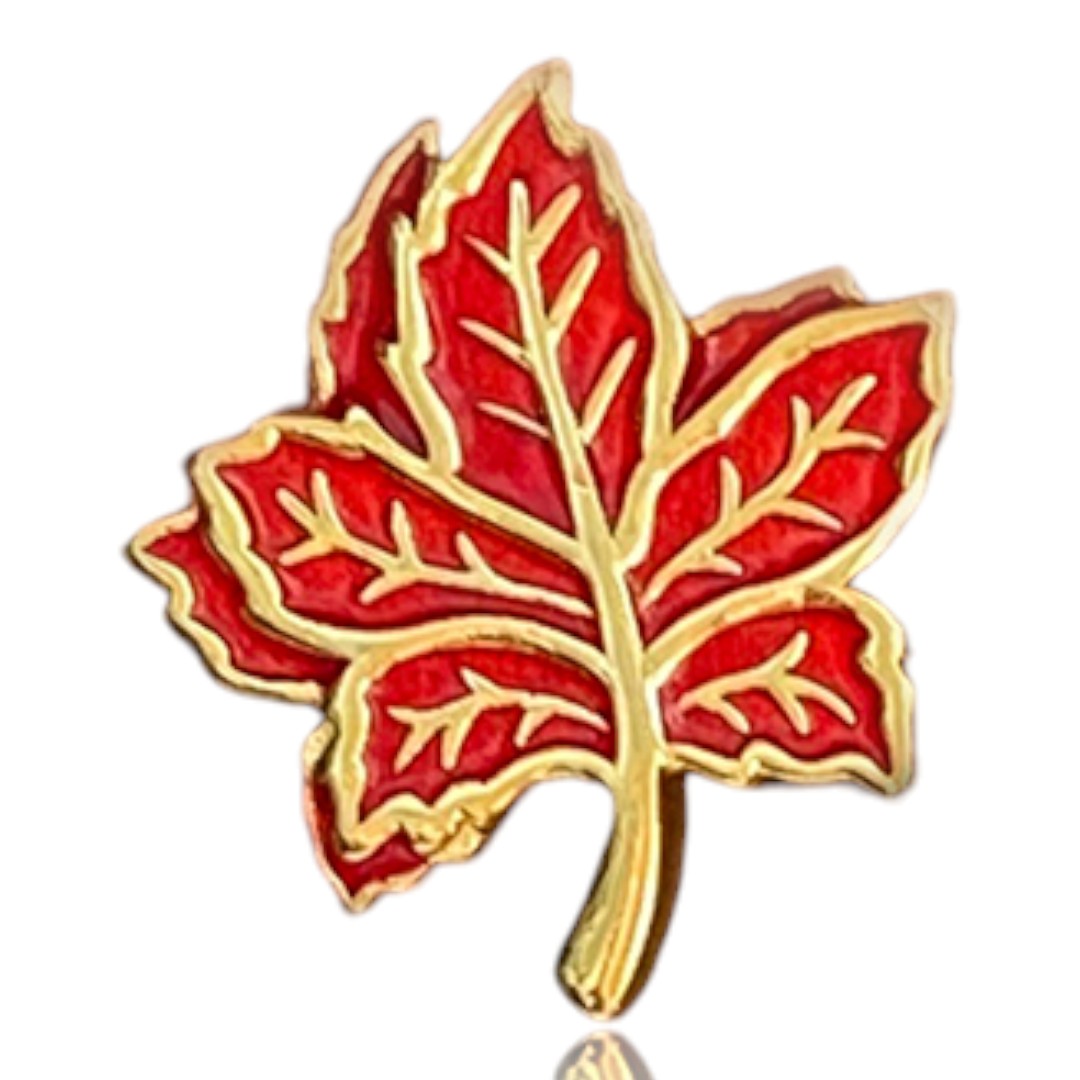 18K Gold Plated Red Maple Leaf Stud Earrings – Sterling Silver