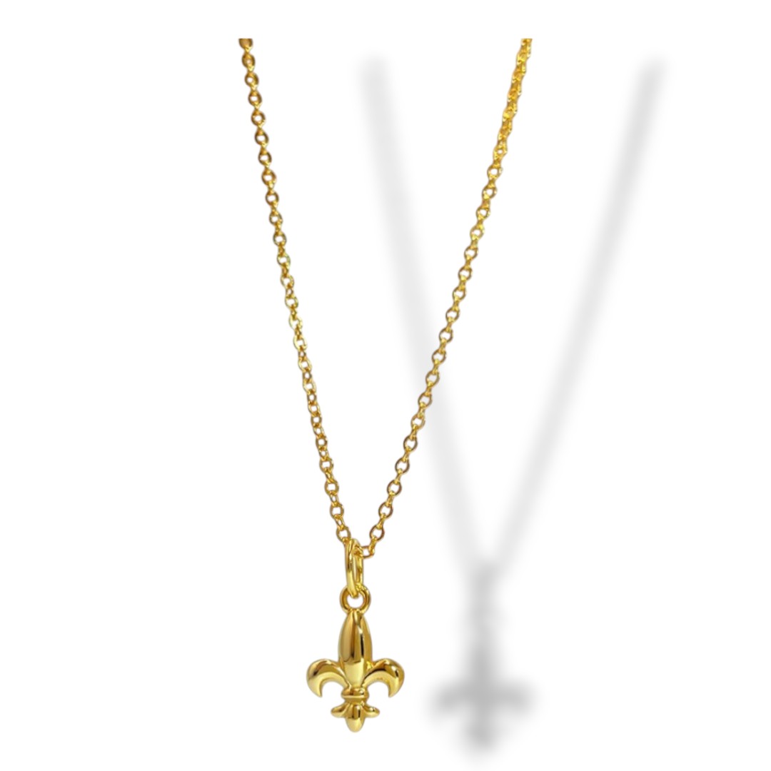 Fleur de Lys Pendant – 18K Gold Plated Sterling Silver French - Image 4