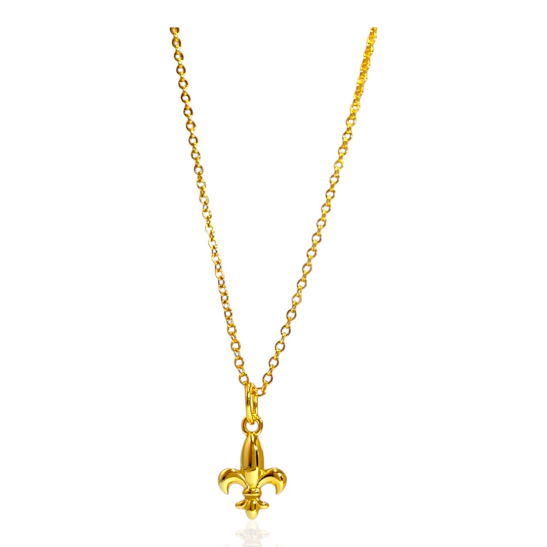 Fleur de Lys Pendant – 18K Gold Plated Sterling Silver French - Image 2