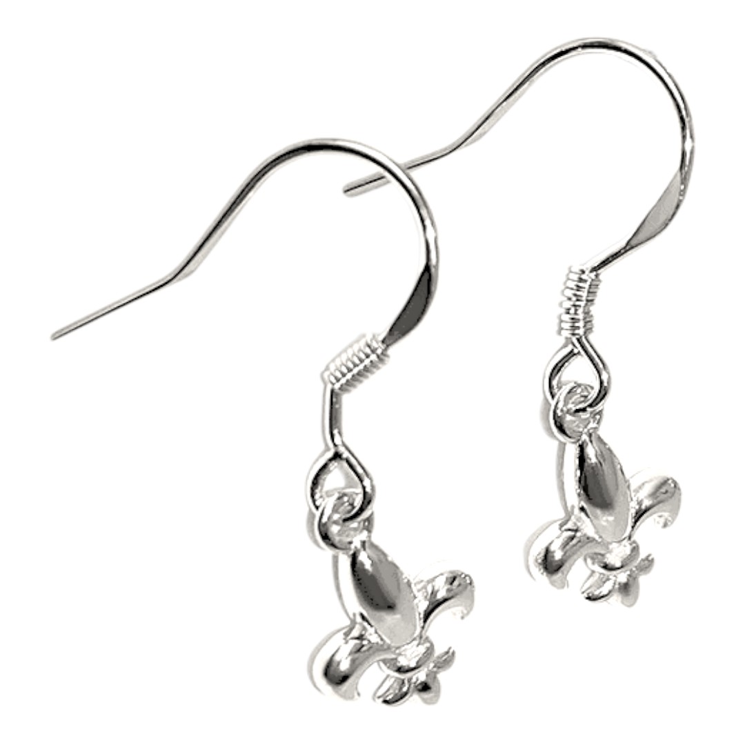 Fleur de Lys White Gold Plated Sterling Silver Earrings – Gift - Image 4