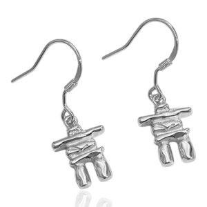 Inuksuk Earrings White Gold Plated Sterling Silver – Canadian Jewelry Gift
