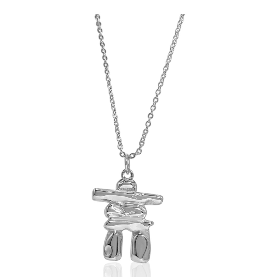 Inuksuk Pendant in White Gold Plated Sterling Silver – Canadian Jewelry