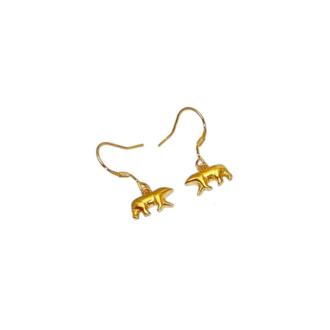 18K Gold Plated Polar Bear Hanging Earrings – Sterling Silver Animal - Image 5