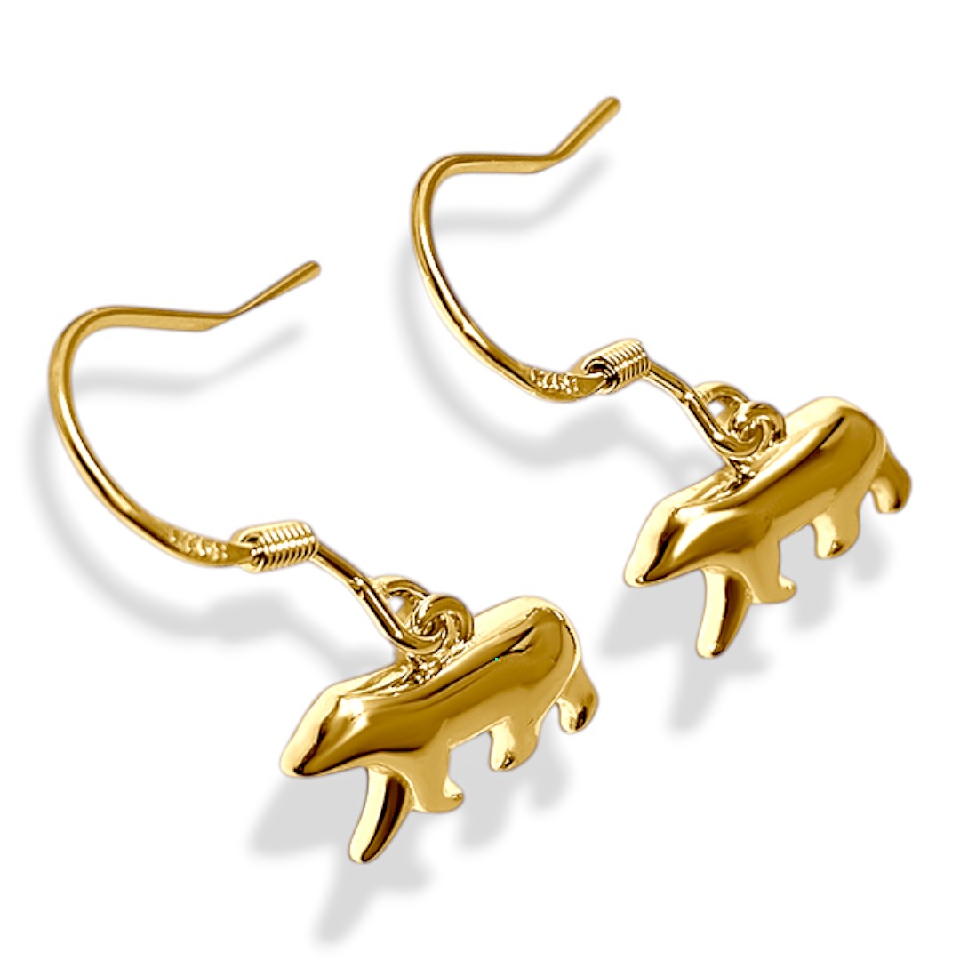 18K Gold Plated Polar Bear Hanging Earrings – Sterling Silver Animal - Image 3