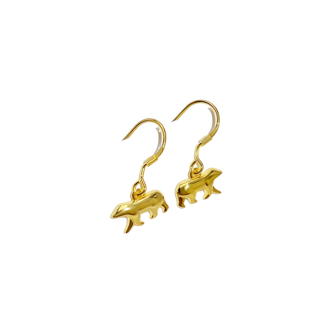 18K Gold Plated Polar Bear Hanging Earrings – Sterling Silver Animal - Image 2