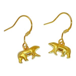18K Gold Plated Polar Bear Hanging Earrings – Sterling Silver Animal
