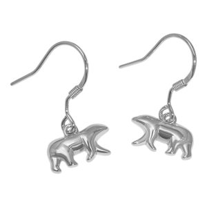 Polar Bear Hanging Earrings White Gold Plated Sterling Silver | Cute