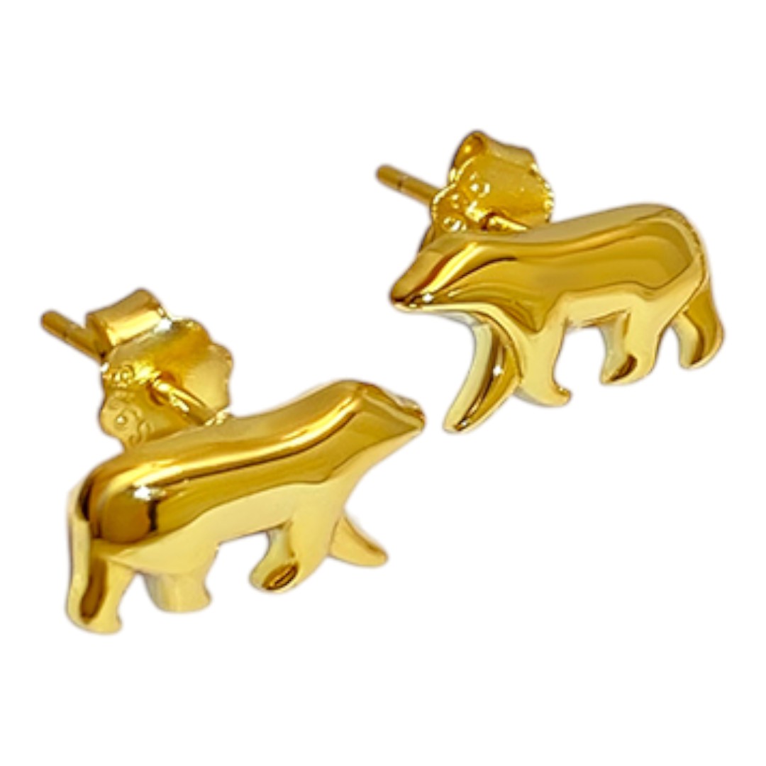 Polar Bear Stud Earrings – 18K Gold Plated Sterling Silver Animal