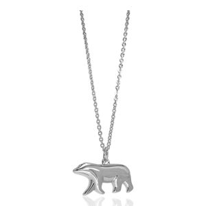 Polar Bear Pendant Necklace – White Gold Plated Sterling Silver