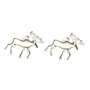 White Gold Plated Moose Earrings – Sterling Silver