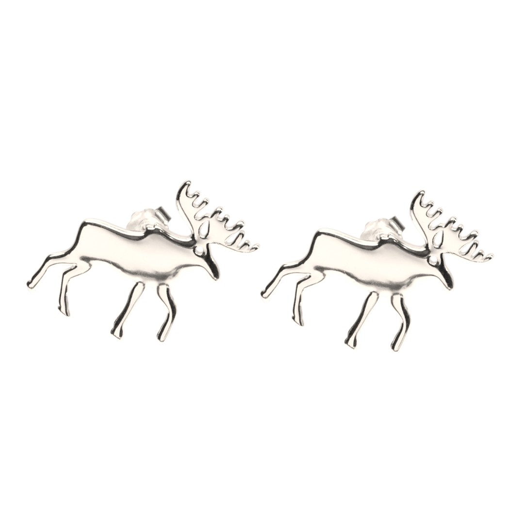 White Gold Plated Moose Earrings – Sterling Silver