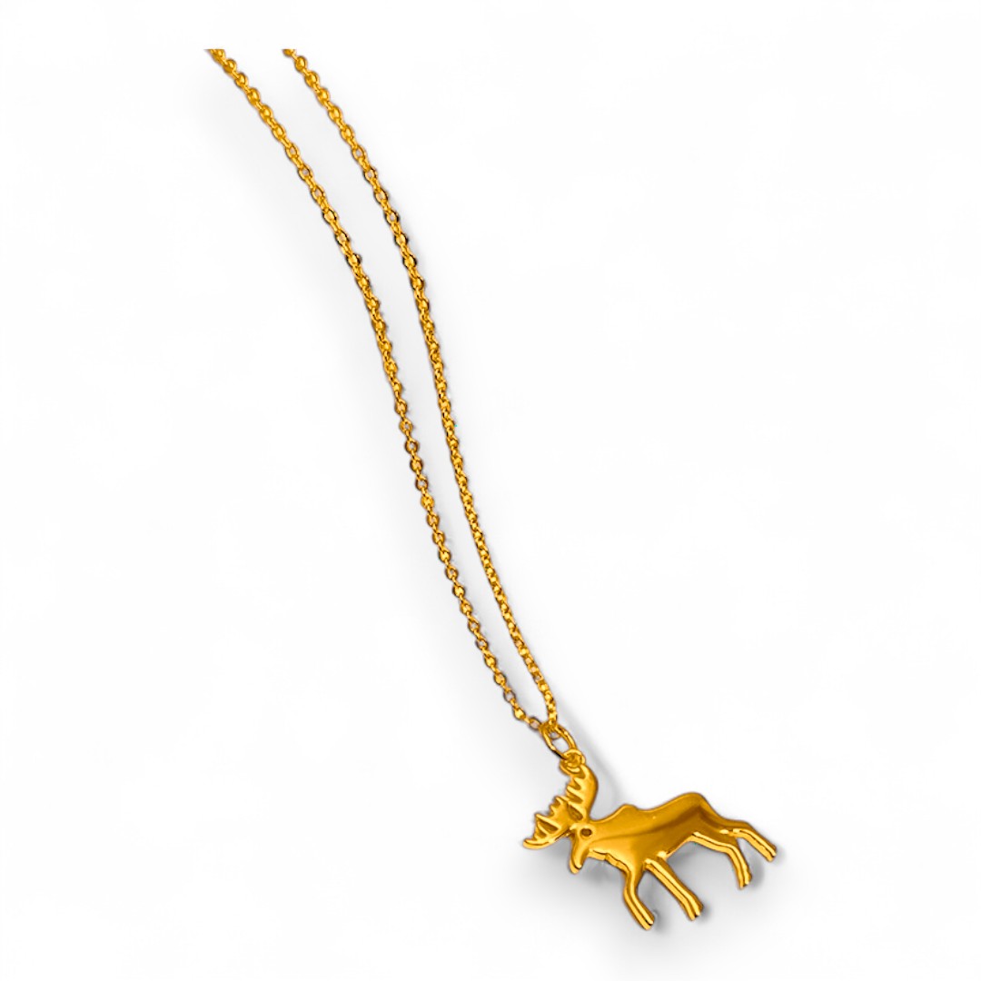 Elegant 18K Gold Plated Moose Pendant Necklace – Sterling Silver - Image 6