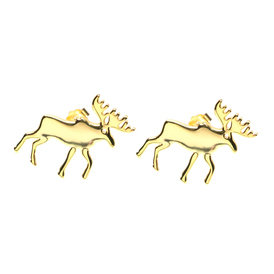 18K Gold Plated Moose Earrings – Sterling Silver