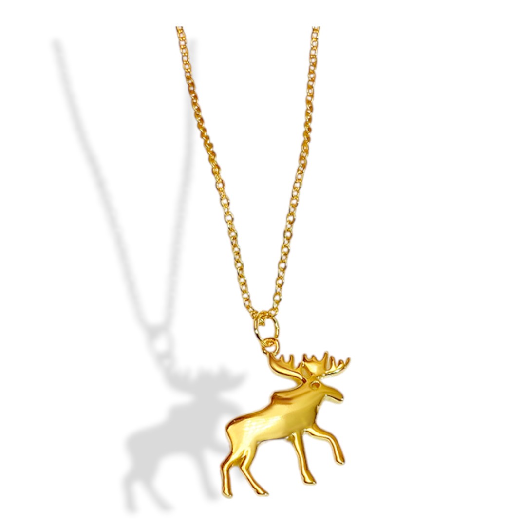 Elegant 18K Gold Plated Moose Pendant Necklace – Sterling Silver - Image 5
