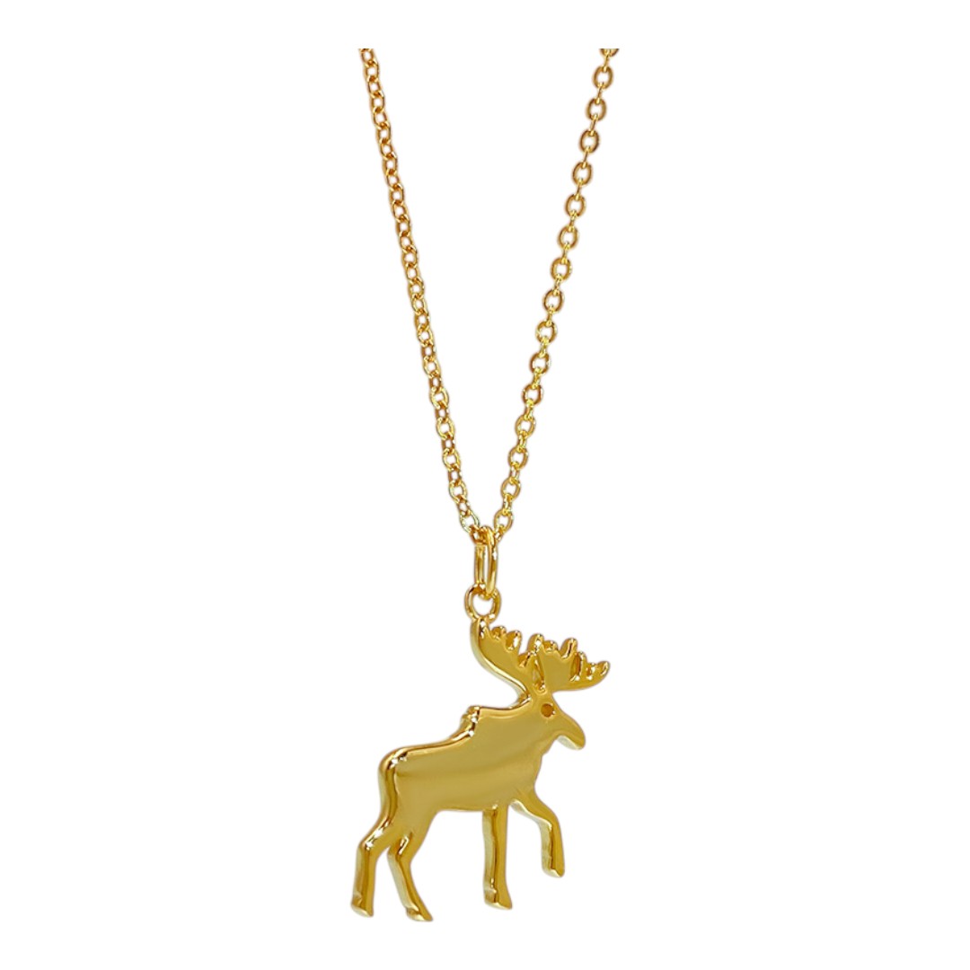 Elegant 18K Gold Plated Moose Pendant Necklace – Sterling Silver - Image 3
