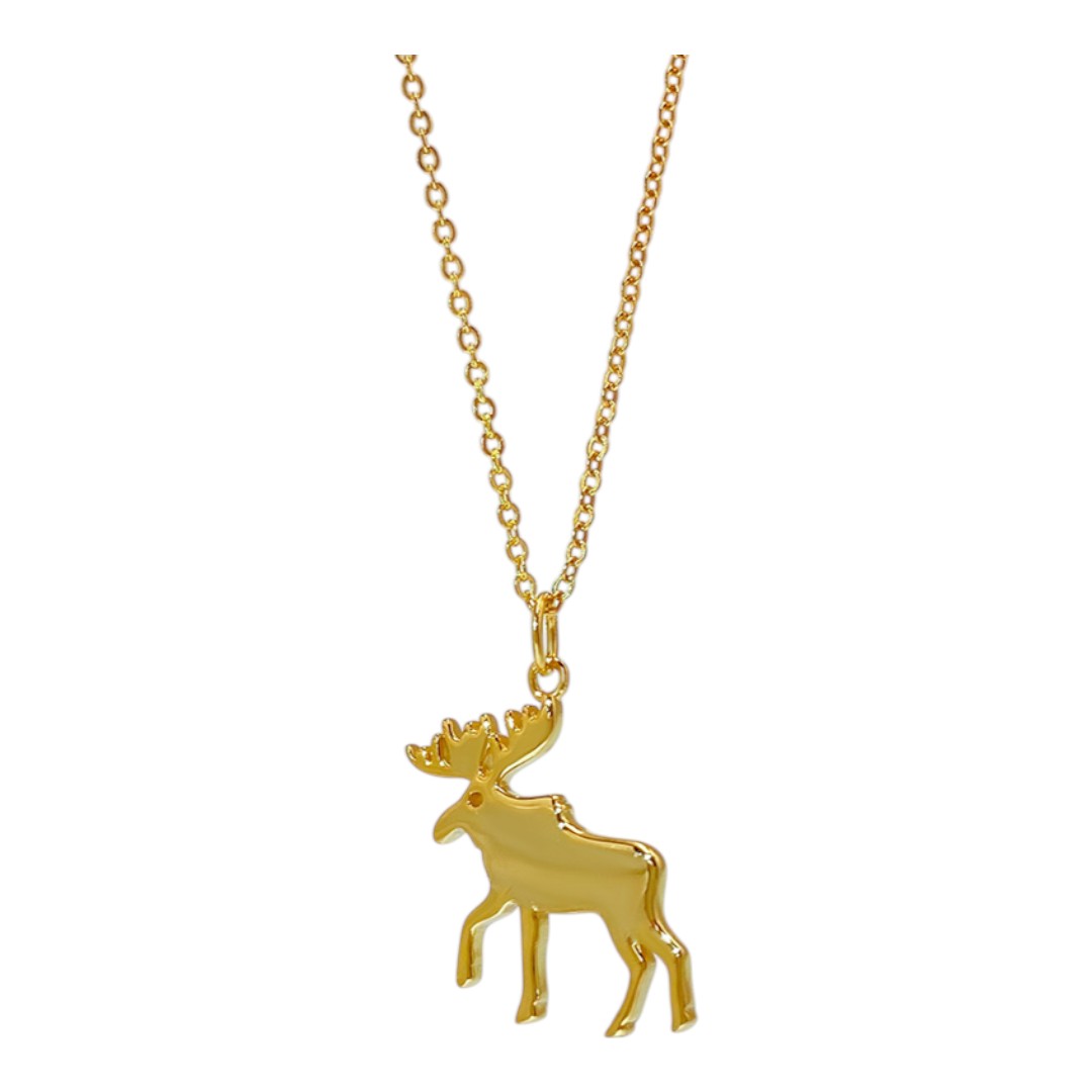 Elegant 18K Gold Plated Moose Pendant Necklace – Sterling Silver - Image 4