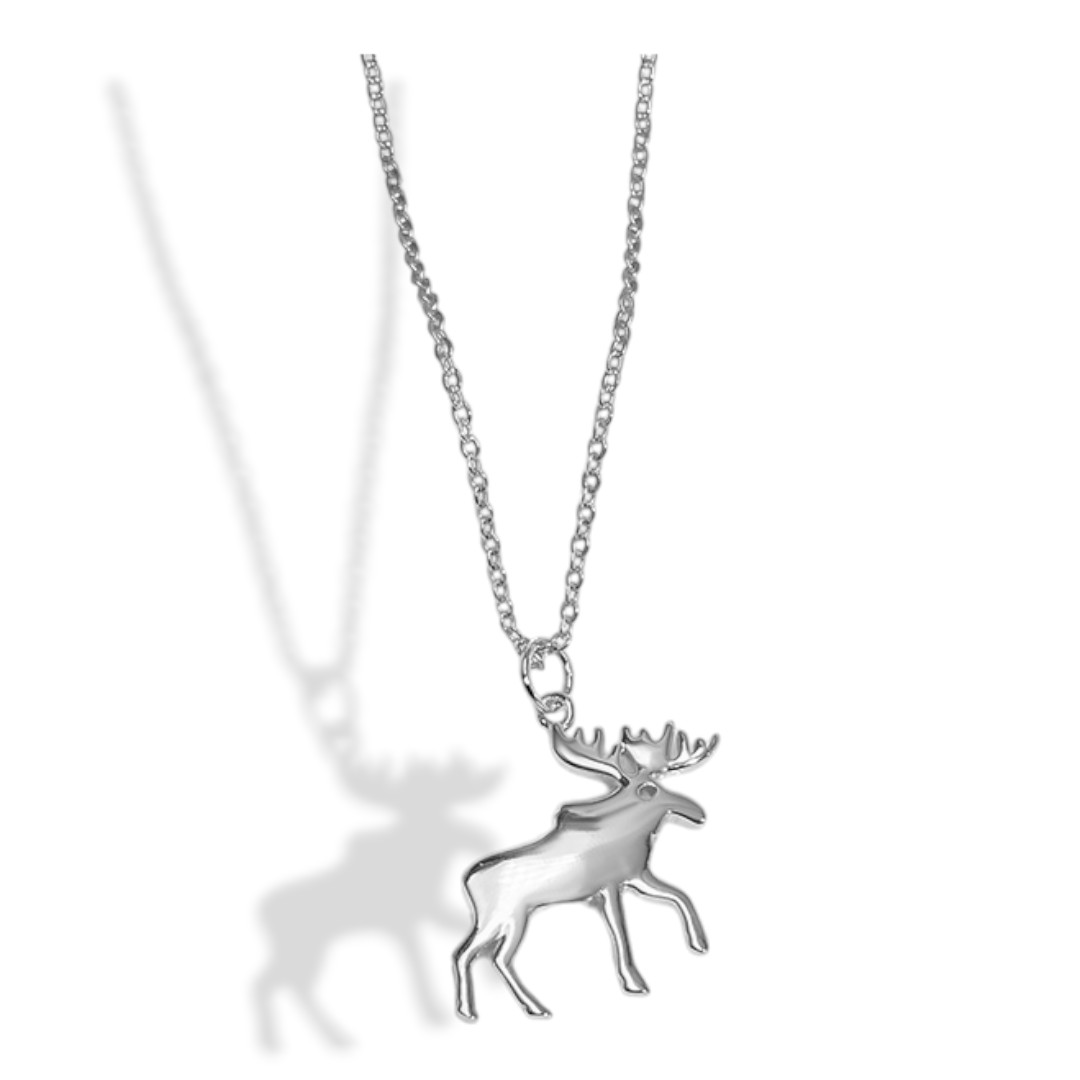 Elegant Moose Pendant Necklace – White Gold Plated Sterling Silver - Image 5