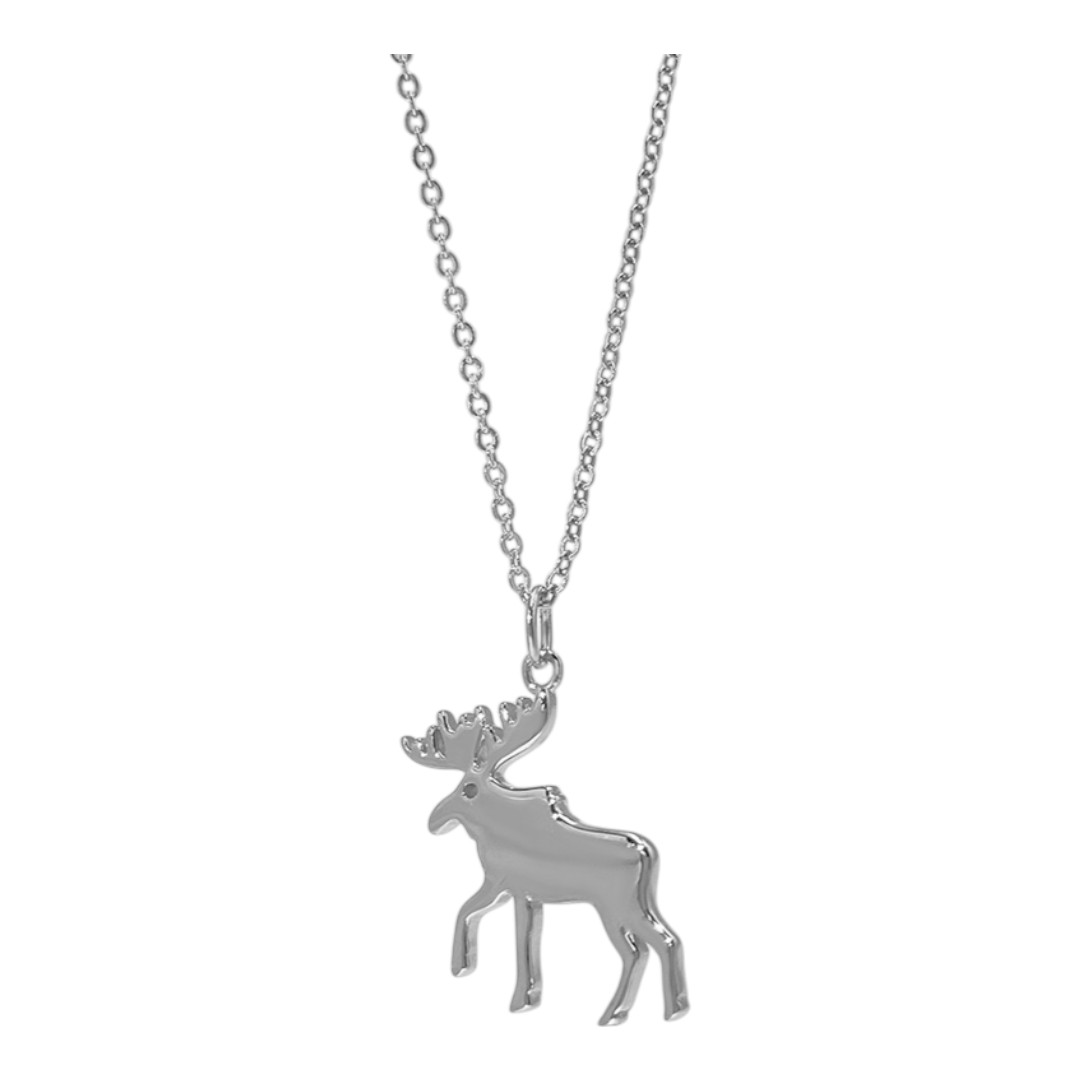 Elegant Moose Pendant Necklace – White Gold Plated Sterling Silver - Image 4