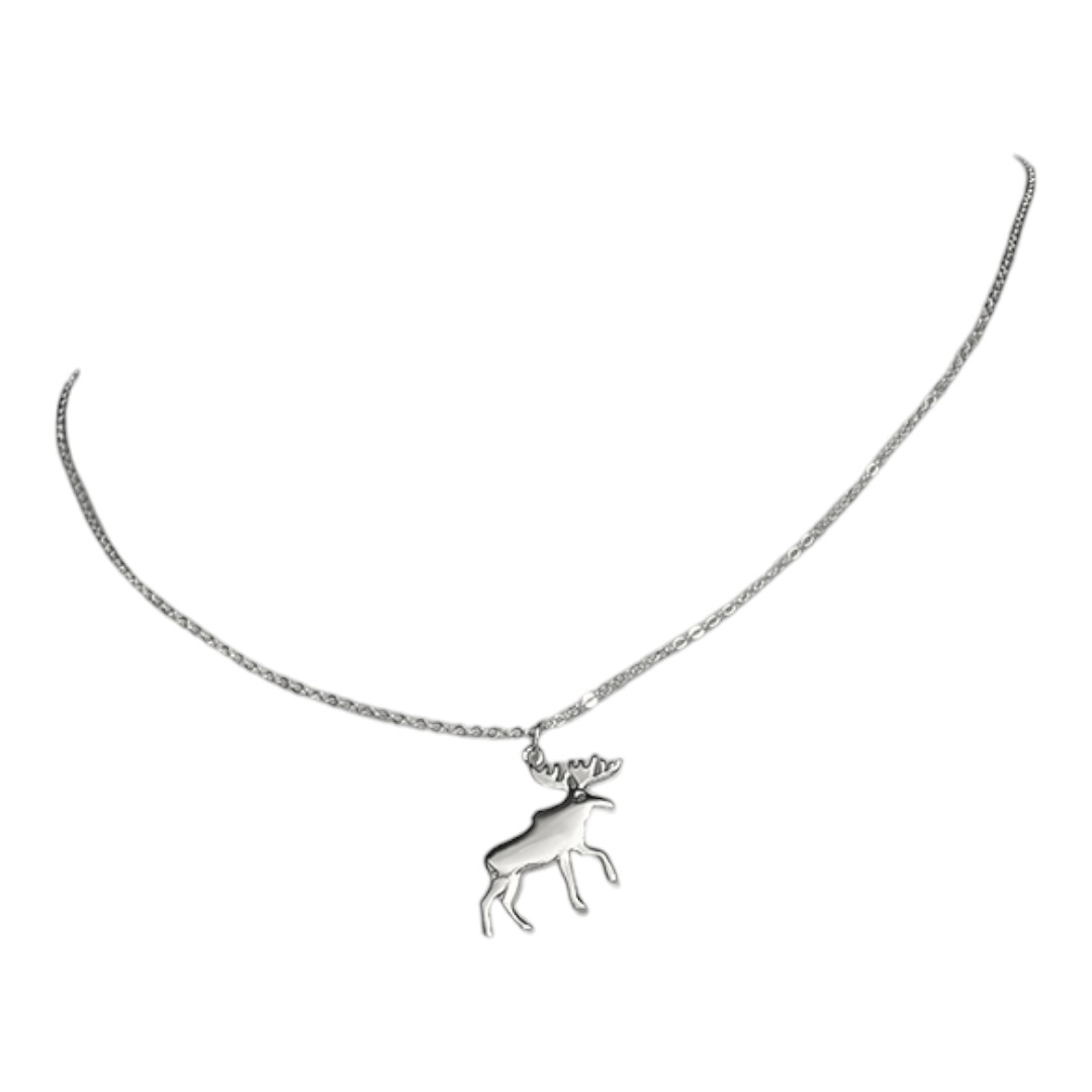 Elegant Moose Pendant Necklace – White Gold Plated Sterling Silver - Image 2