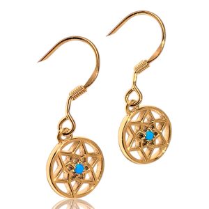 Handmade Blue Stone Dreamcatcher Earrings - 18K Gold Plated Sterling Silver