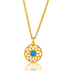 Blue Stone Dreamcatcher Necklace – 18K Gold Plated Sterling Silver Pendant