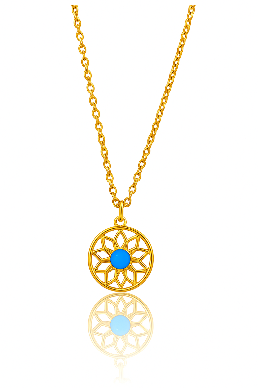 Blue Stone Dreamcatcher Necklace – 18K Gold Plated Sterling Silver Pendant
